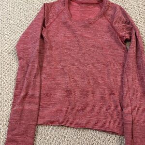 lululemon athletica Red Striped Long Sleeve Top